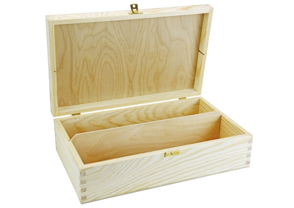 Weinkiste Klappdeckel Verschluß Teiler 2 Flaschen 36x22x11,5cm - Holzkiste Weinbox Weinverpackung Kiste Deckel