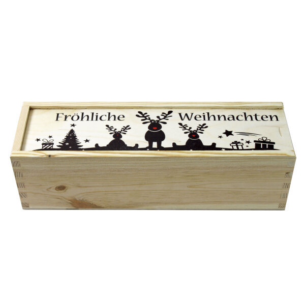 Er Weinkiste Aus Holz Mit Schiebedeckel Und Aufdruck Weihnachten Und